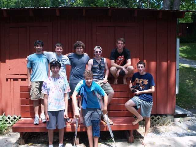 A group of male Campers posing for a picture.