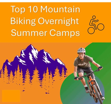 A Banner for Top 10 Summer Camps that offer Mountain Biking
