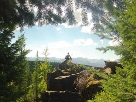 A Camper enjoying the scene of Seneca rock.