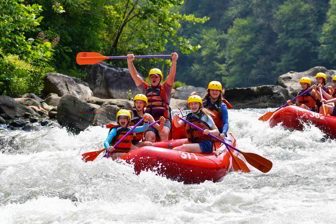 A group of Campers White Water Rafting