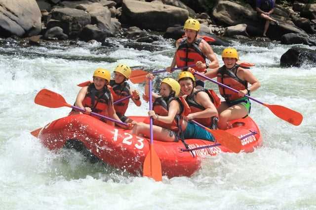 A group of Campers in a white water session.