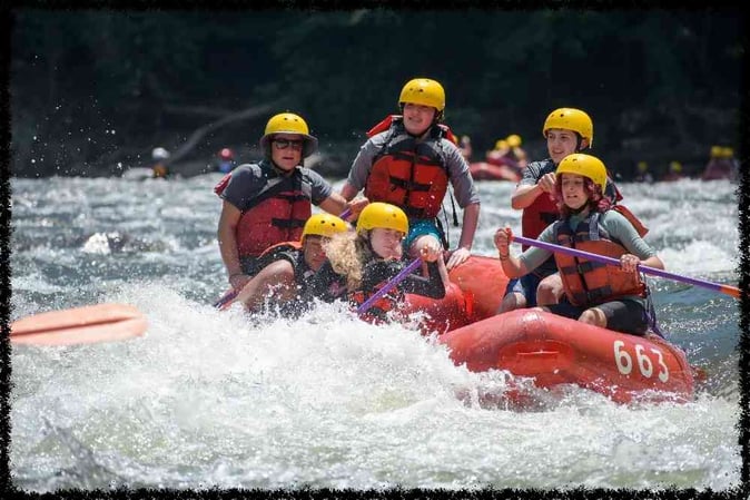 A group of Campers White Water Rafting