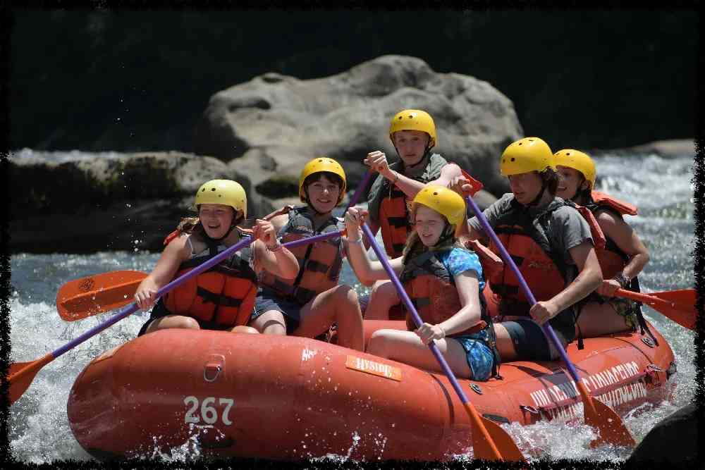 A group of Campers White Water Rafting