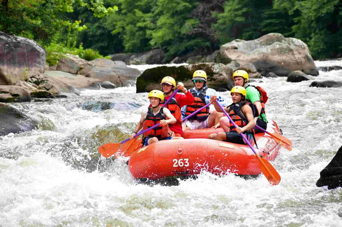 A group  of Campers White Water Rafting.
