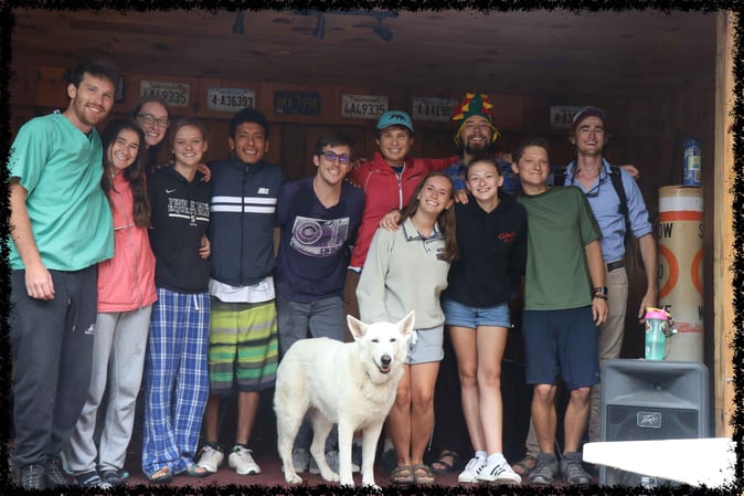 A group of campers pose for a picture