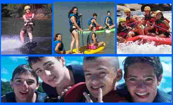 4 picture collage of Campers doing different activities