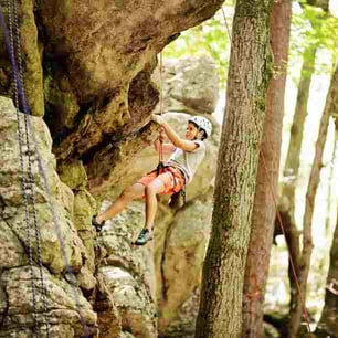 Picture of a Camper rock climbing