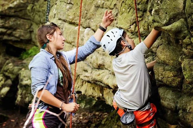 2 Campers rock climbing