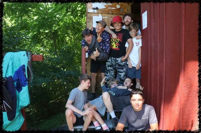 A group of Teen male Campers pose for a  picture