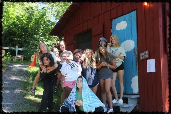 A group of Teen female Campers pose for a picture