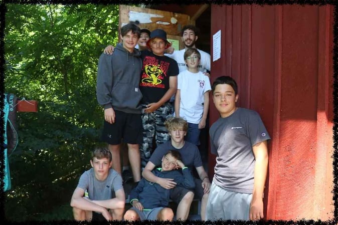 A group of Teen male Campers pose for a picture