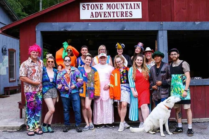 The camp director, Jud pose for a picture with Teen summer camp 2018 staff