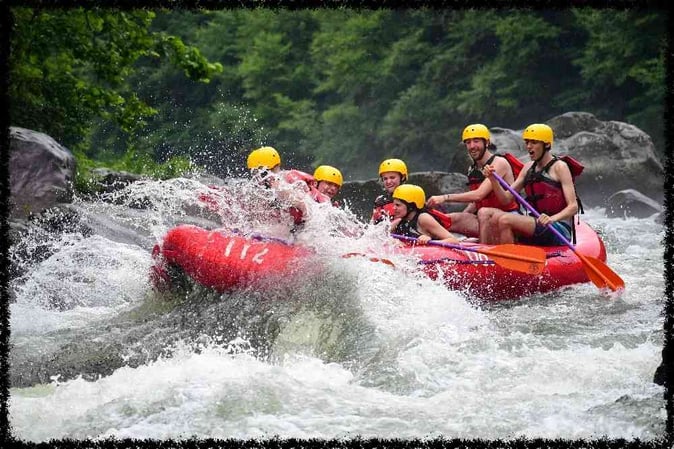 A group of Campers White Water Rafting