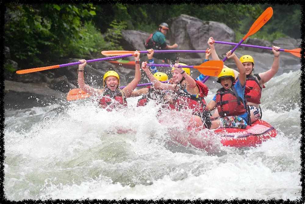 A group of Campers White Water Rafting