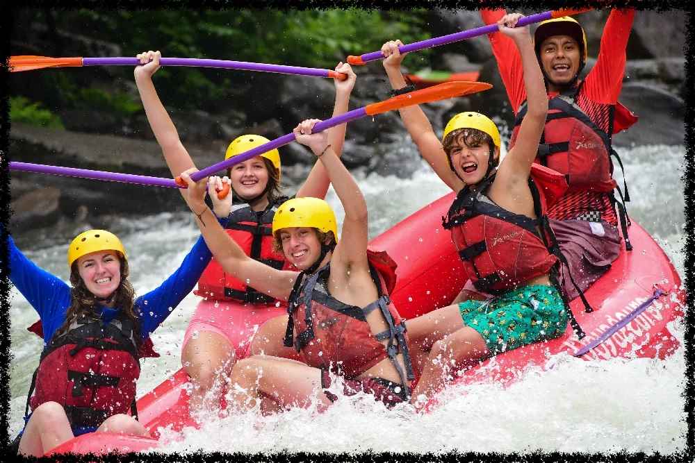 A group of Campers White Water Rafting