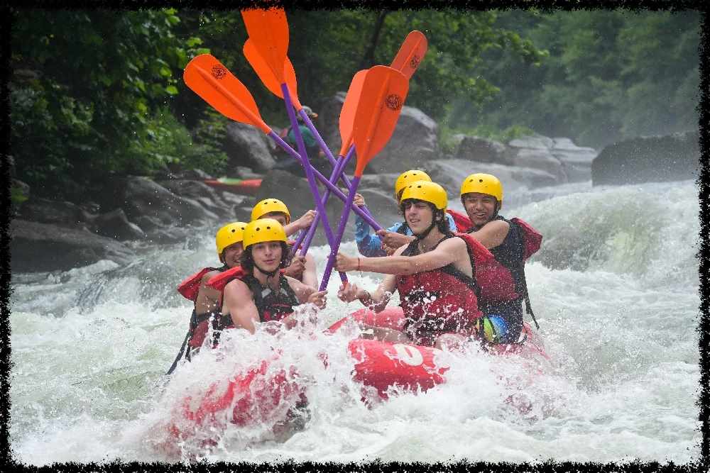 A group of Campers White Water Rafting