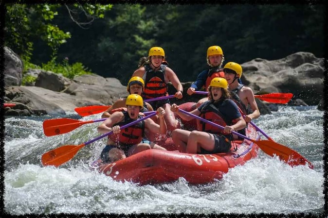 A group of Campers White Water Rafting