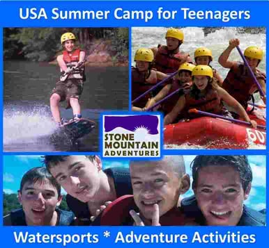 3 photo collage of Campers participating in the different water sports activities in SMA
