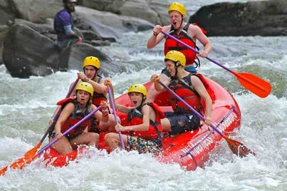 A group of Campers White Water Rafting