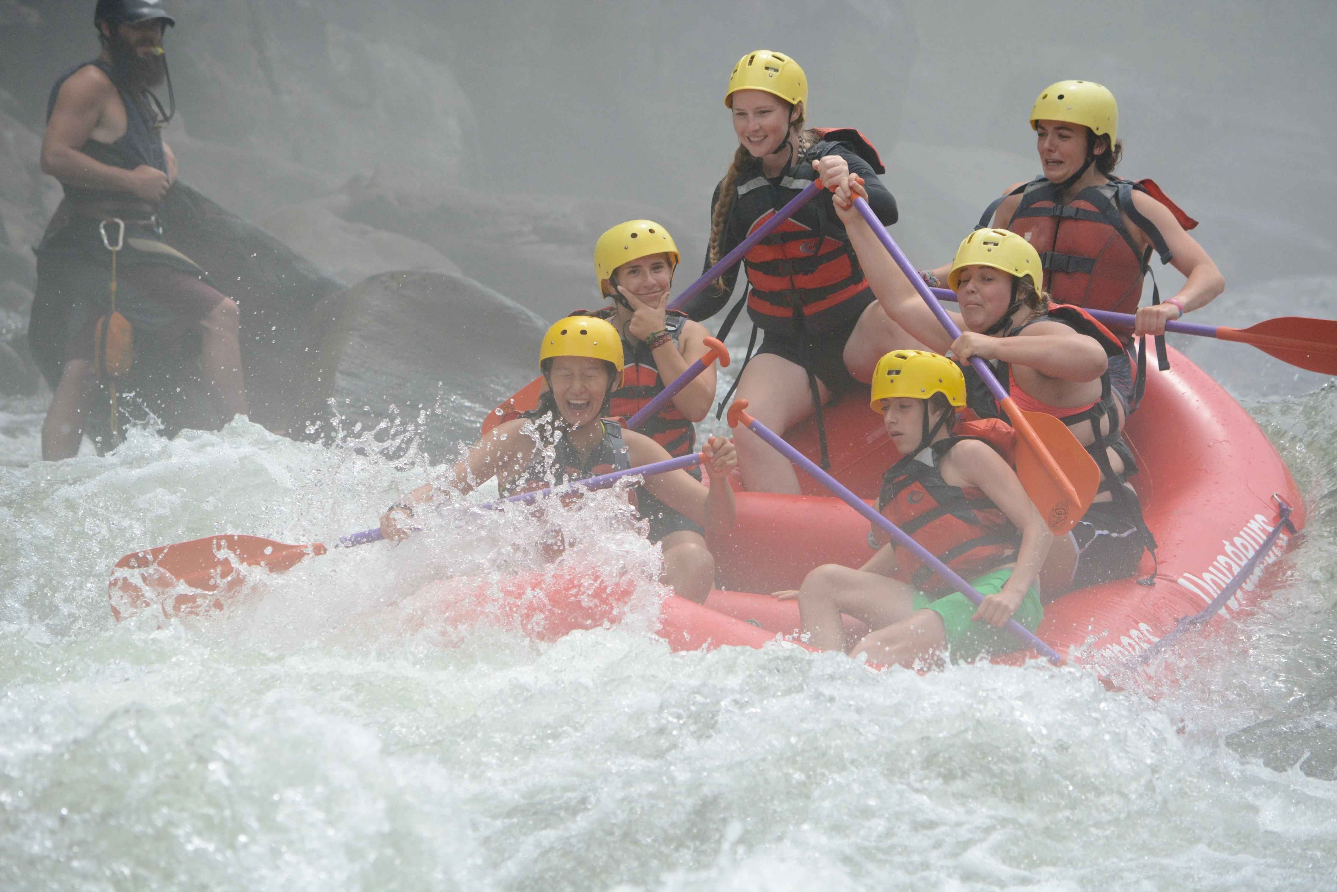 A group of Campers White Water Rafting