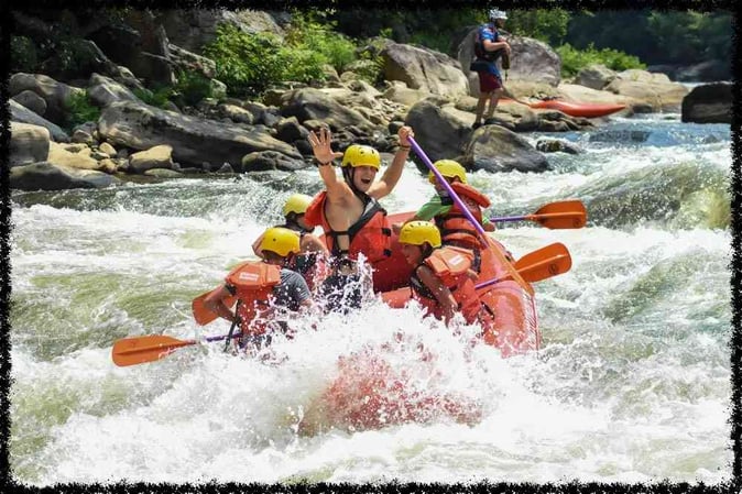 A group of Campers White Water Rafting