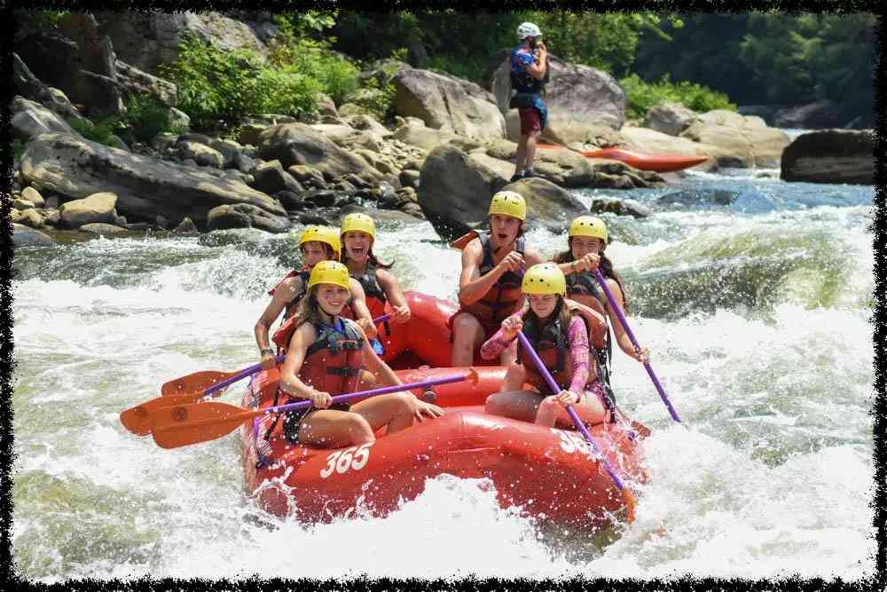 A group of Campers White Water Rafting