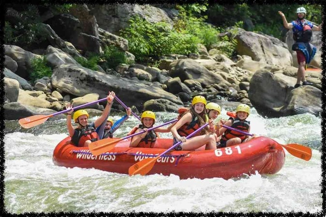 A group of Campers  White Water Rafting