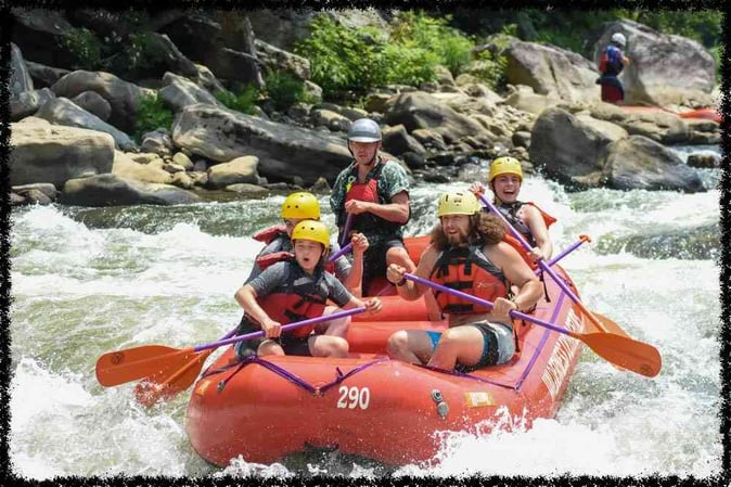 A group of Campers White Water Rafting
