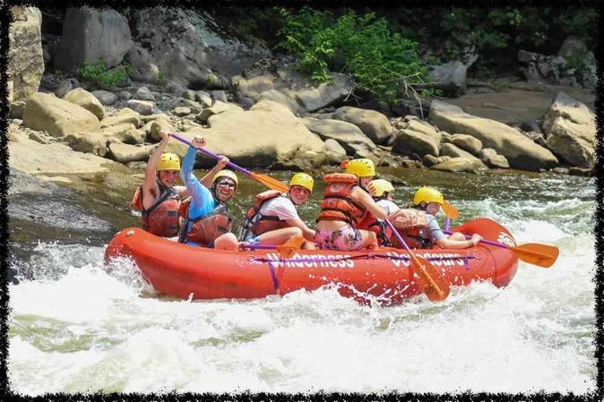 A group of Campers White Water Rafting