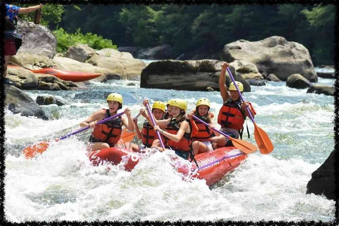 A group of Campers White Water Rafting