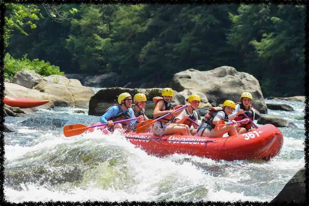 A group of Campers White Water Rafting
