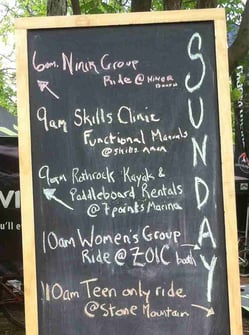 A board showing the different program at SMA and respective time