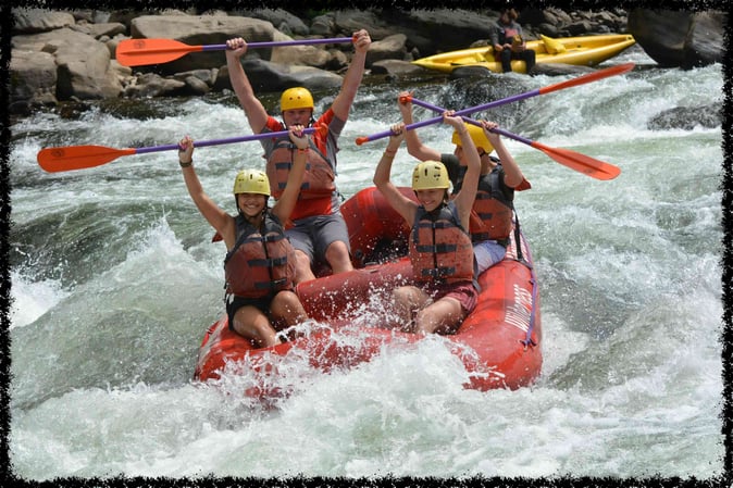 A group of Campers White Water Rafting