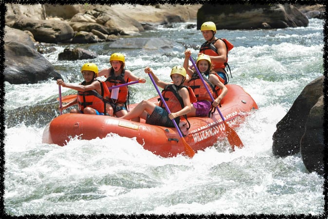 A group of Campers White Water Rafting