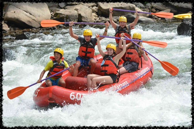A group of Campers White Water Rafting