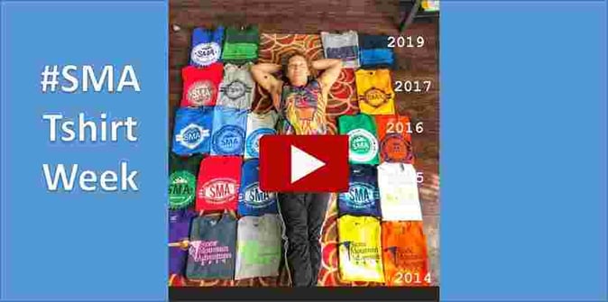 A screenshot of SMA T-shirt exhibition YouTube video