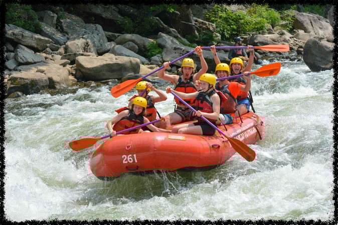 A group of Campers White Water Rafting