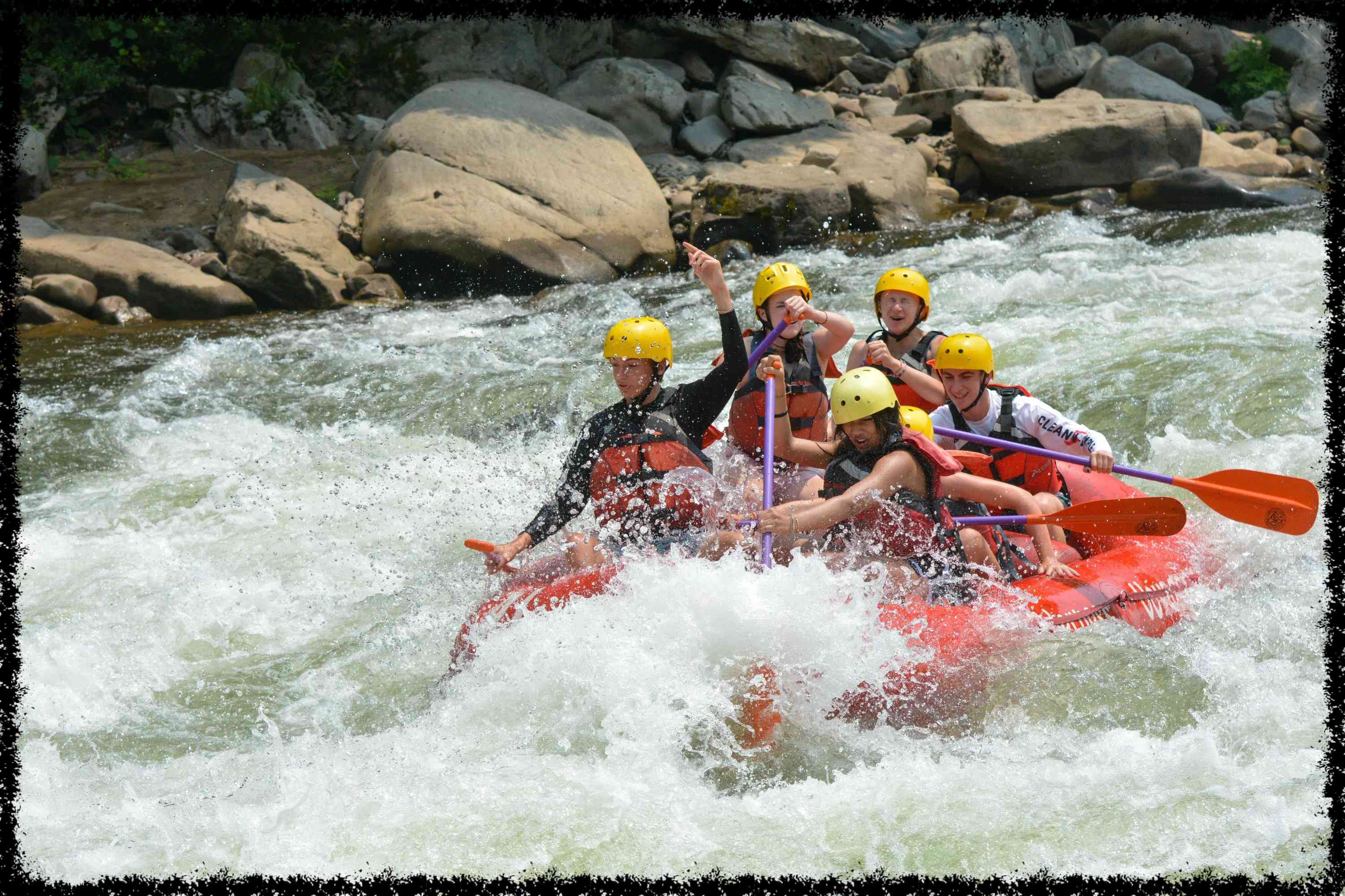 A group of Campers White Water Rafting