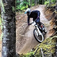 Picture of a Camper mountain biking