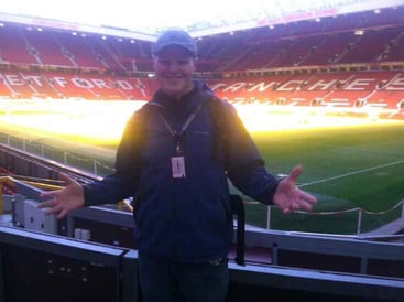 Camp Director Jud pose for a picture at Old Trafford stadium.