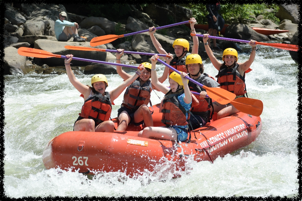 A group of Campers White Water Rafting