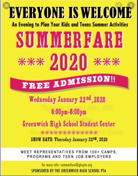 Greenwich High School Summerfare 2020 Banner