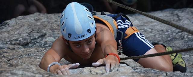 Picture of a Camper rock climbing
