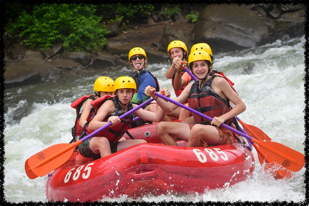 A group of Campers White Water Rafting