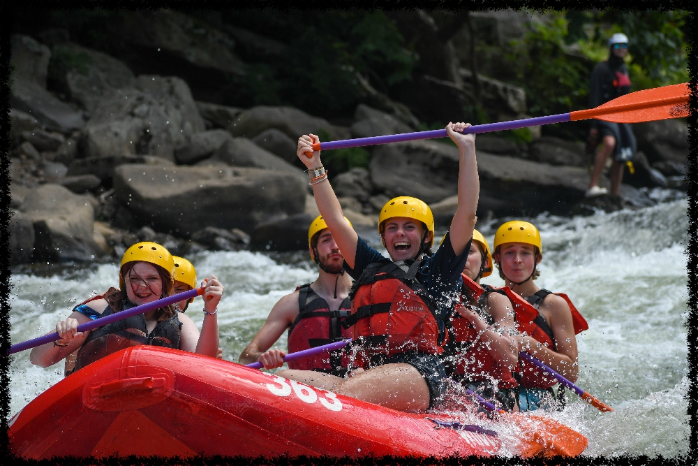 A group of Campers White Water Rafting