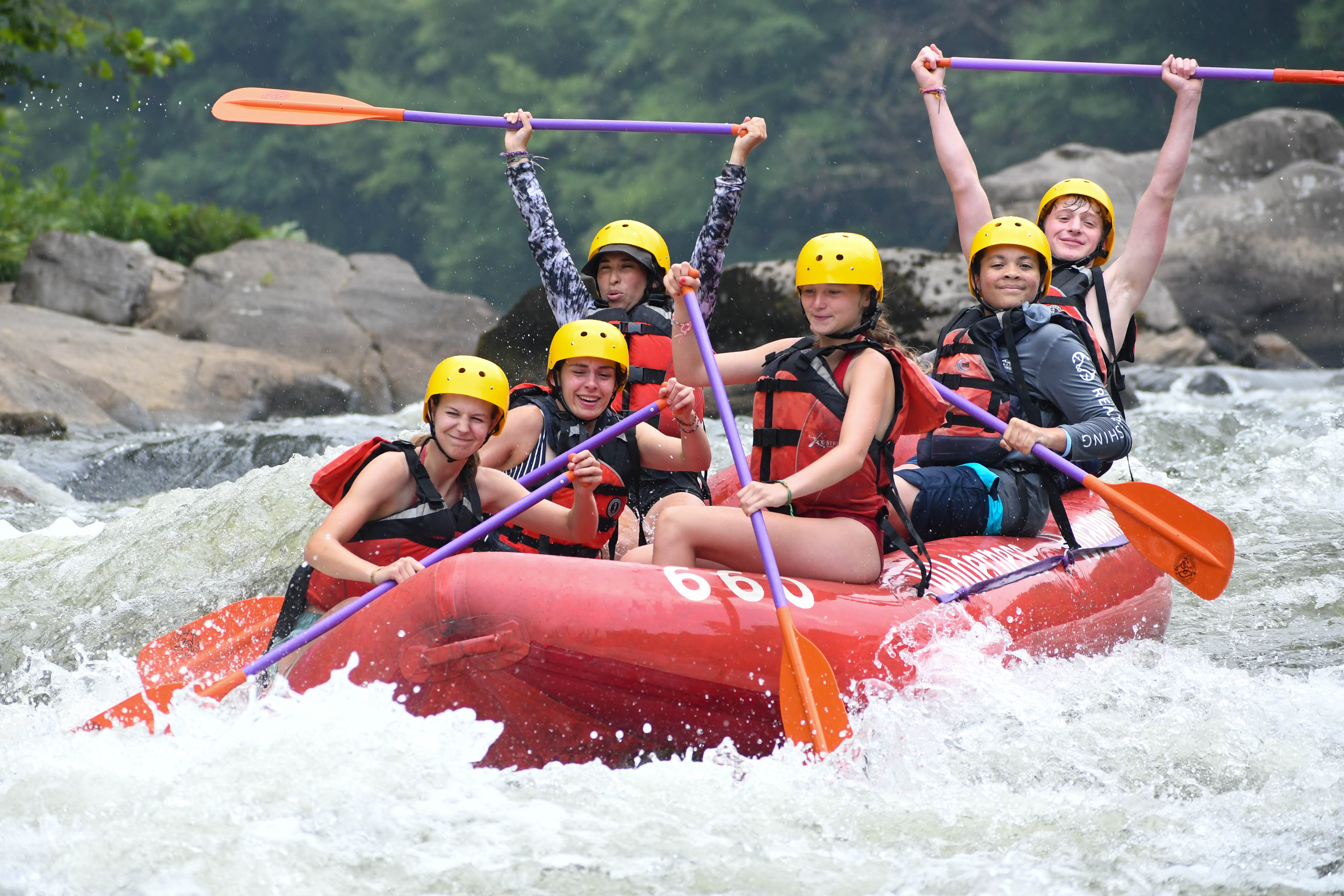 A group of Campers White Water Rafting