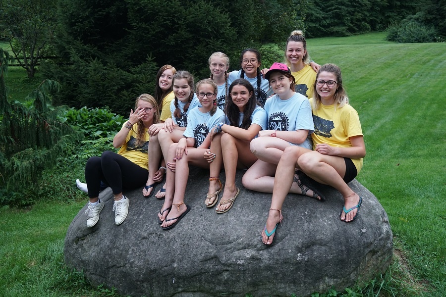 A group of Teen female Campers pose for a picture