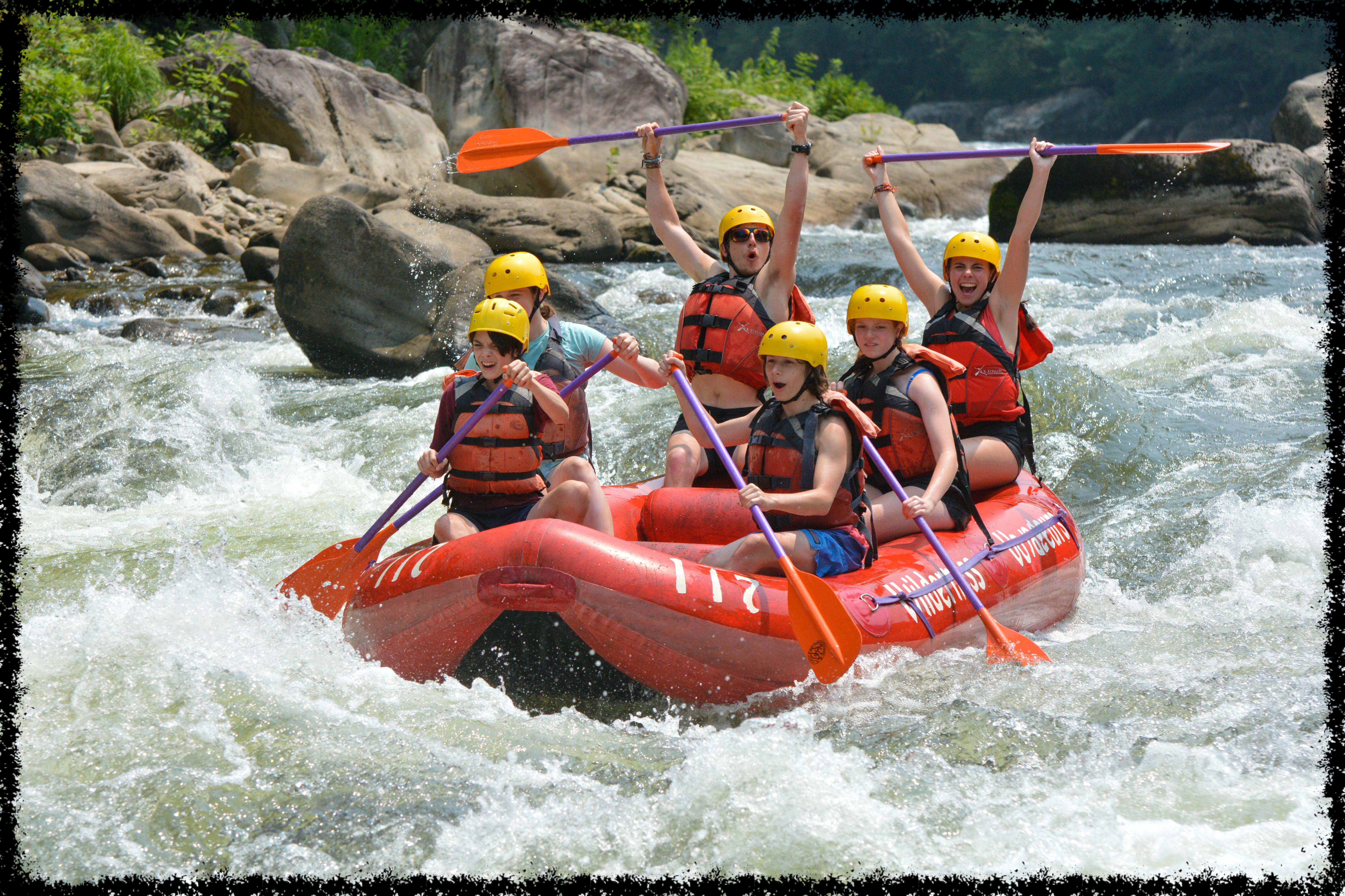 A group of Campers White Water Rafting