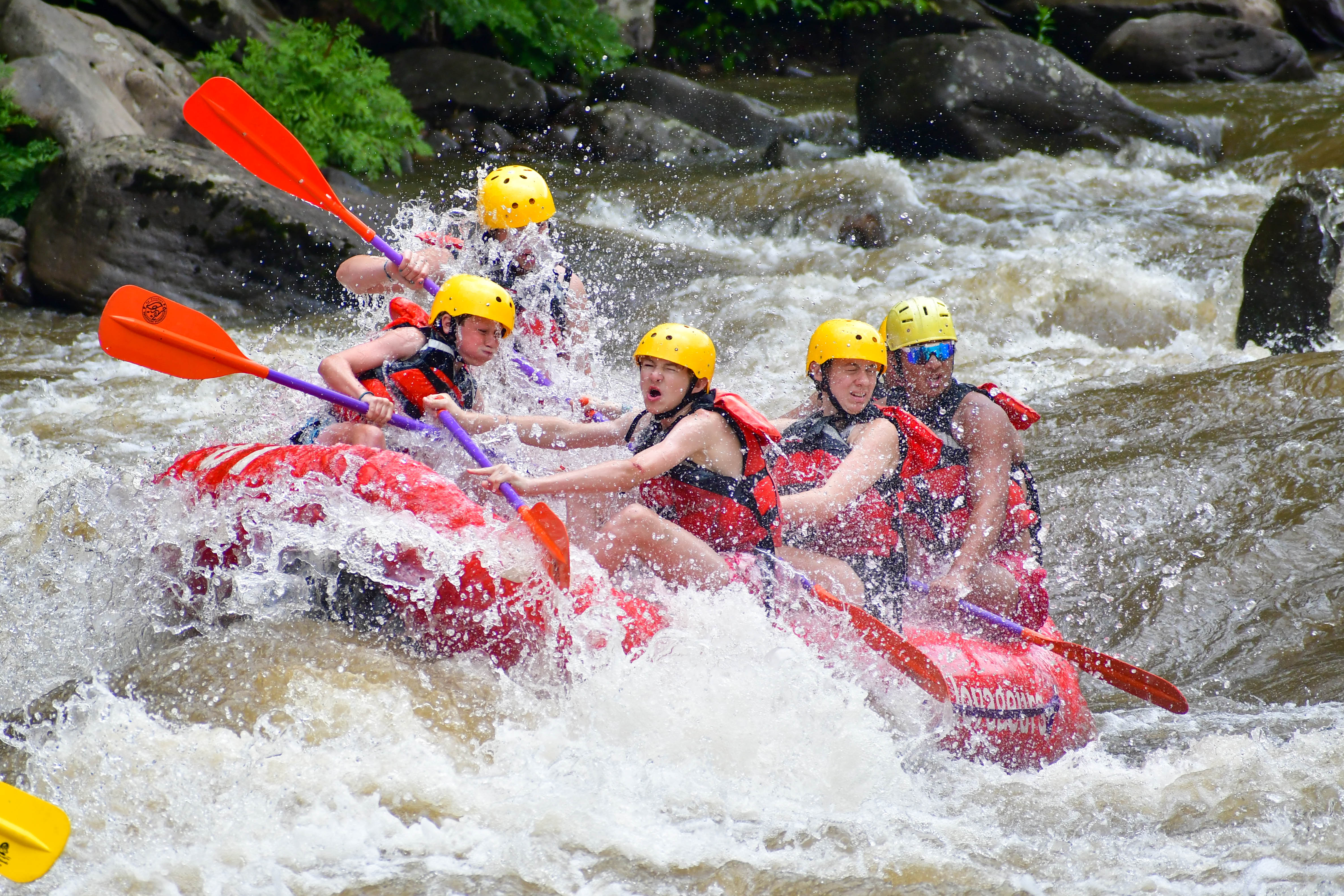 A group of Campers White Water Rafting