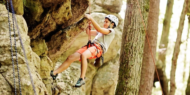 Picture of a Camper Mountain Climbing